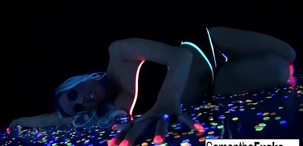  Samantha gets off in this super hot black light solo